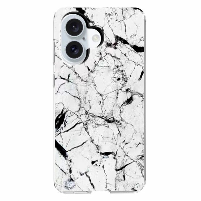 For iPhone 16 Case Marble Pattern Printing Soft TPU Phone Cover - White - 2