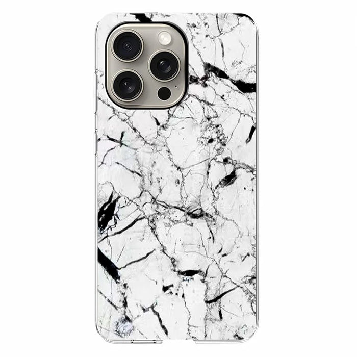 For iPhone 15 Pro Case Marble Pattern Printing Soft TPU Phone Cover - White - 2
