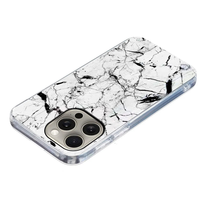 For iPhone 15 Pro Case Marble Pattern Printing Soft TPU Phone Cover - White - 4