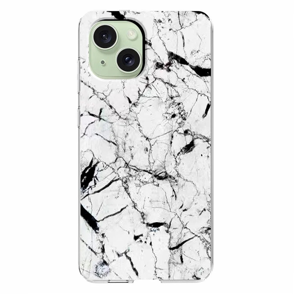 For iPhone 15 Plus Case Marble Pattern Printing Soft TPU Phone Cover - White - 2