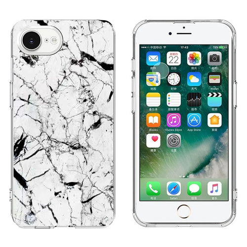 For iPhone SE (2022) / (2020) / 8 / 7 Case Marble Pattern Printing Soft TPU Phone Cover - White - 1