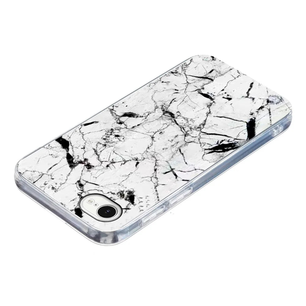 For iPhone SE (2022) / (2020) / 8 / 7 Case Marble Pattern Printing Soft TPU Phone Cover - White - 4