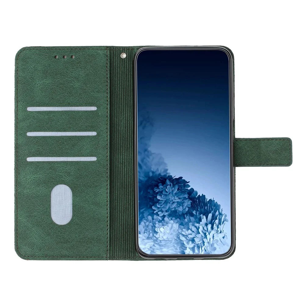 For Samsung Galaxy A23e Drop Protection Phone Cover Imprinted Mandala Flower Wallet PU Leather+Soft TPU Case - Green - 2