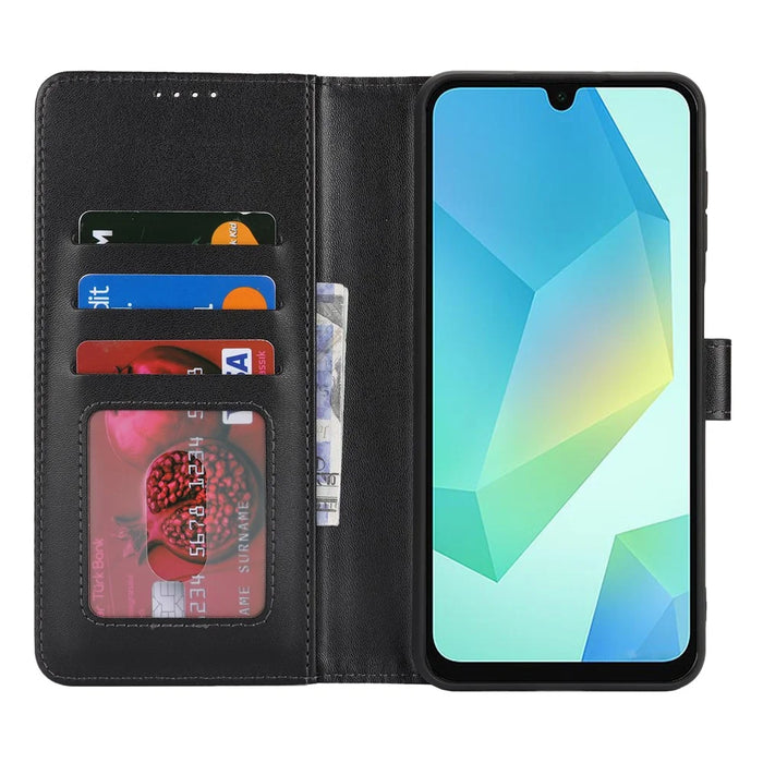 For Samsung Galaxy A16 5G / A16 4G Stand Case Shockproof Leather Wallet Phone Cover - Black - 2