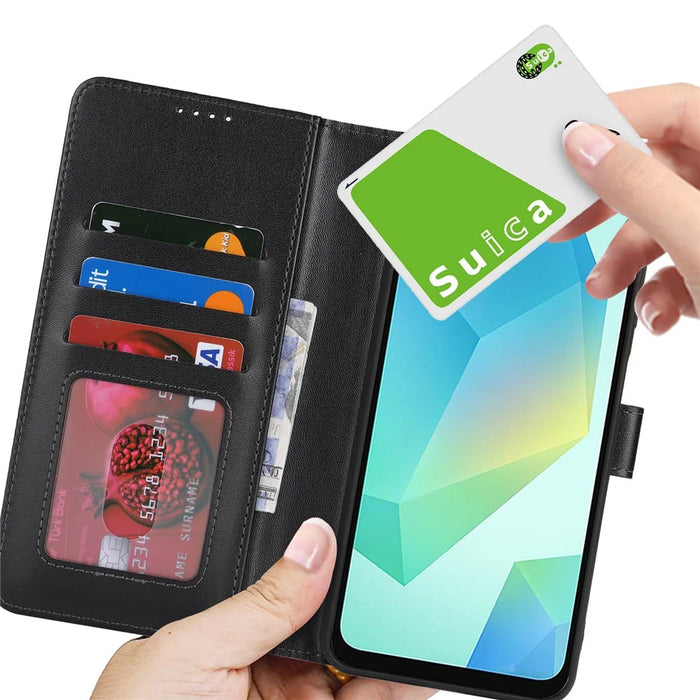 For Samsung Galaxy A16 5G / A16 4G Stand Case Shockproof Leather Wallet Phone Cover - Black - 6
