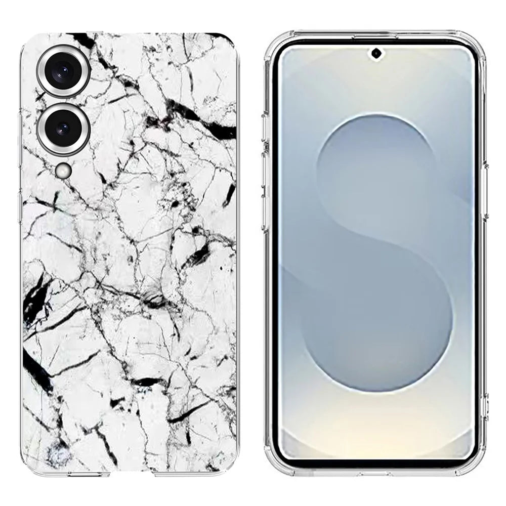 Soft TPU Case for Samsung Galaxy S25 Edge Marble Pattern Printing Phone Cover - White - 1