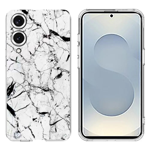Soft TPU Case for Samsung Galaxy S25 Edge Marble Pattern Printing Phone Cover - White - 1