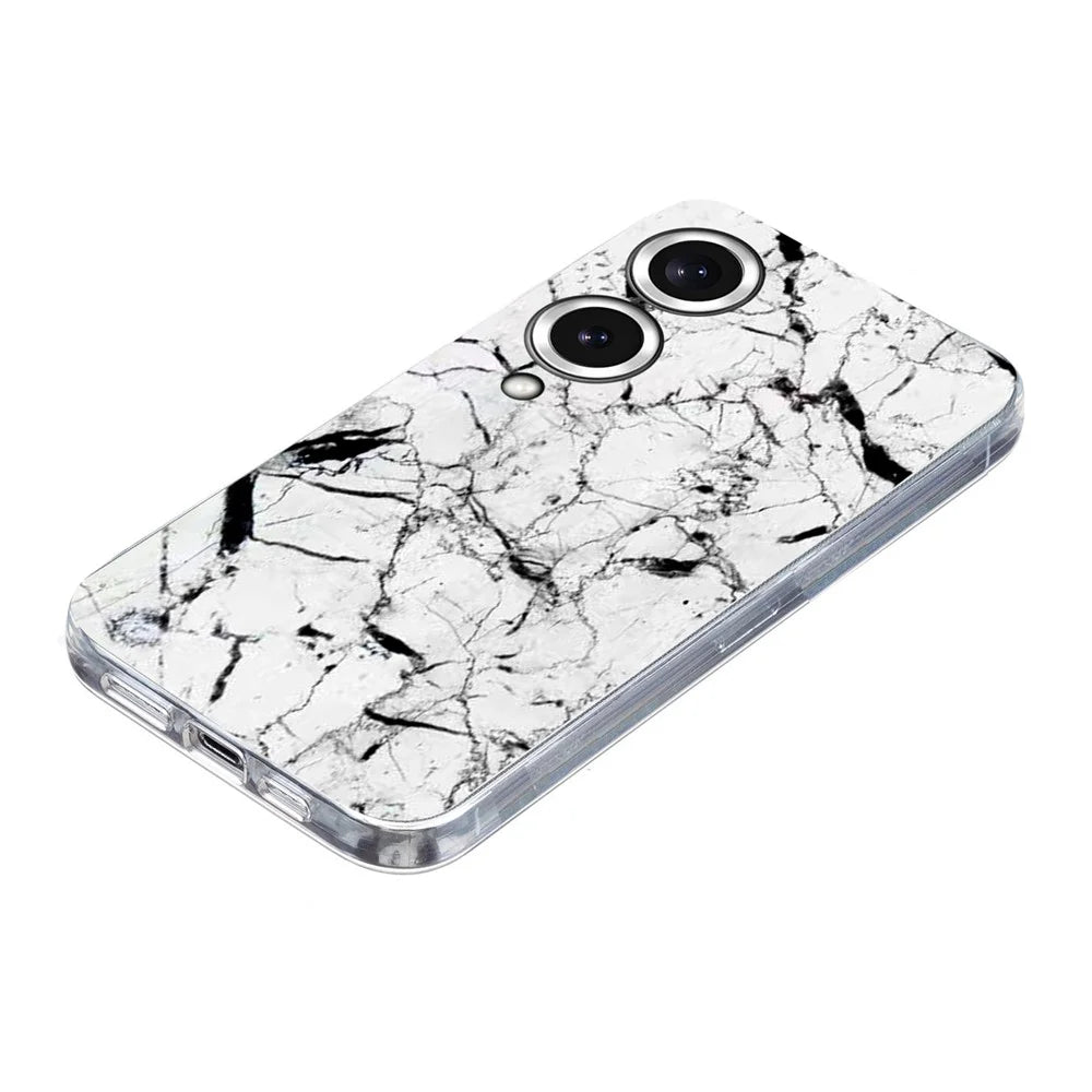 Soft TPU Case for Samsung Galaxy S25 Edge Marble Pattern Printing Phone Cover - White - 3