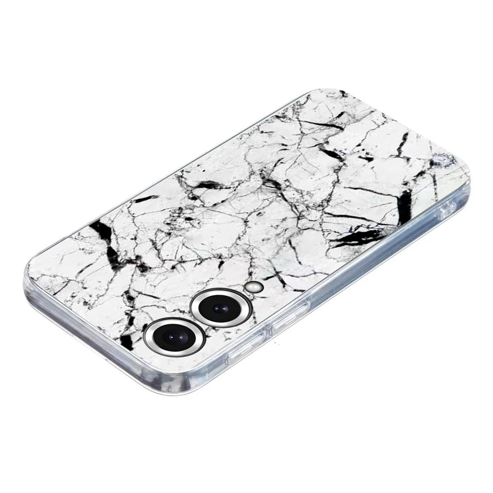 Soft TPU Case for Samsung Galaxy S25 Edge Marble Pattern Printing Phone Cover - White - 4
