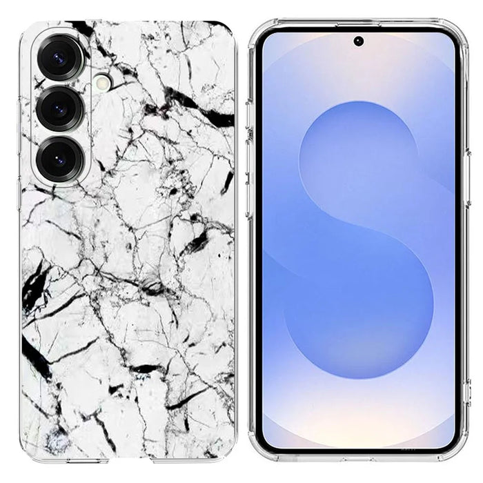 For Samsung Galaxy S25+ / S24+ Case Marble Pattern Printing Soft TPU Phone Cover - White - 1