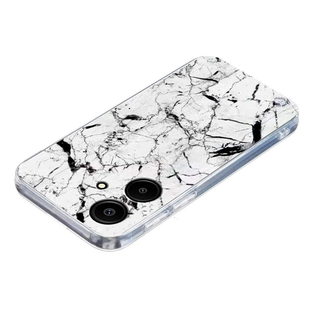 For Samsung Galaxy A06 4G / A06 5G Case Marble Pattern Printing Soft TPU Phone Cover - White - 4