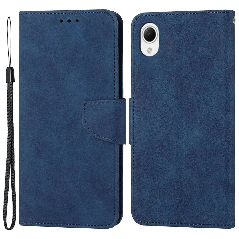 Mobile Phone Case for Samsung Galaxy A23e, Solid Color PU Leather Coated TPU Magnetic Closure Stand Flip Phone Cover - Blue - 1