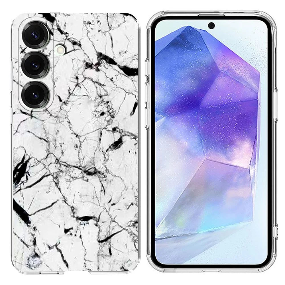 For Samsung Galaxy A55 5G Case Marble Pattern Printing Soft TPU Phone Cover - White - 1