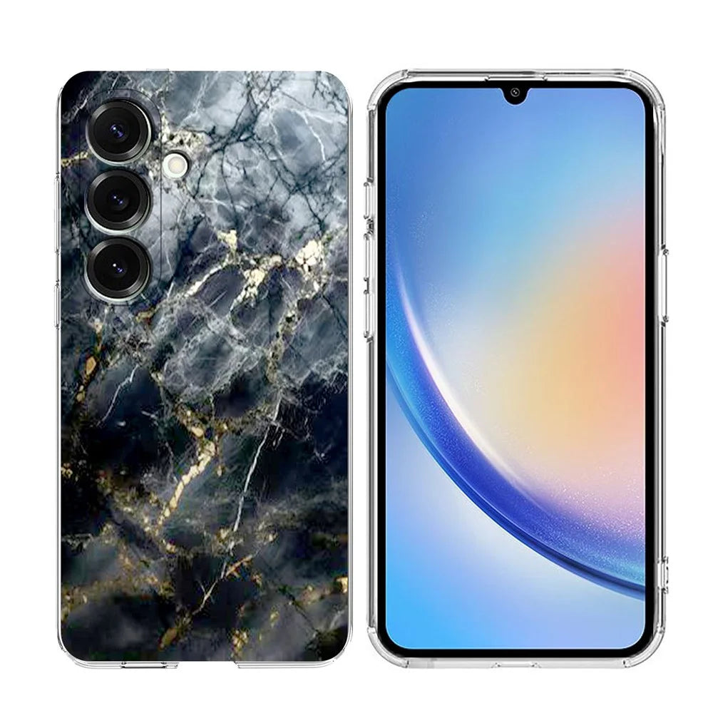For Samsung Galaxy A25 5G (Global) (161.0mm) Case Marble Pattern Printing Soft TPU Phone Cover - Black - 1