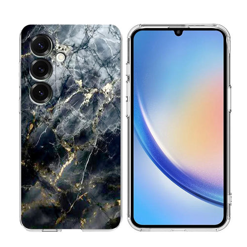 For Samsung Galaxy A25 5G (Global) (161.0mm) Case Marble Pattern Printing Soft TPU Phone Cover - Black - 1
