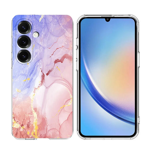 For Samsung Galaxy A34 5G Case Marble Pattern Printing Soft TPU Phone Cover - Pink - 1