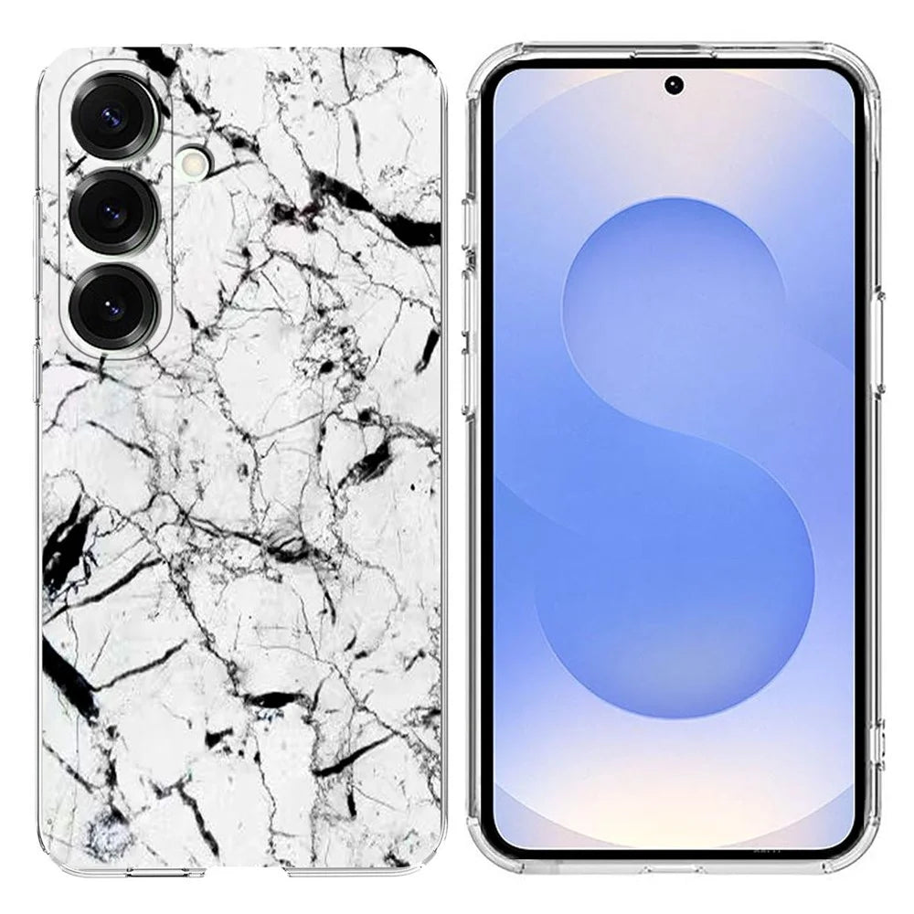 For Samsung Galaxy S24 FE Case Marble Pattern Printing Soft TPU Phone Cover - White - 1