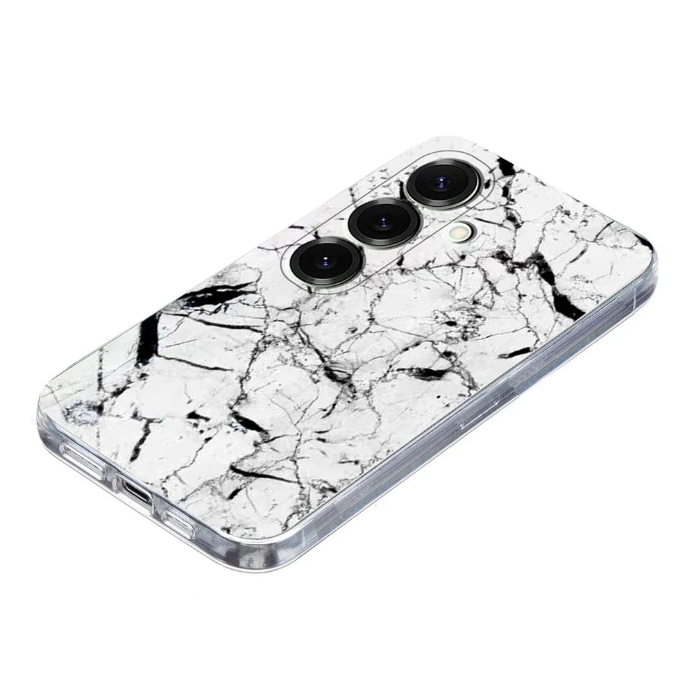 For Samsung Galaxy S24 FE Case Marble Pattern Printing Soft TPU Phone Cover - White - 3