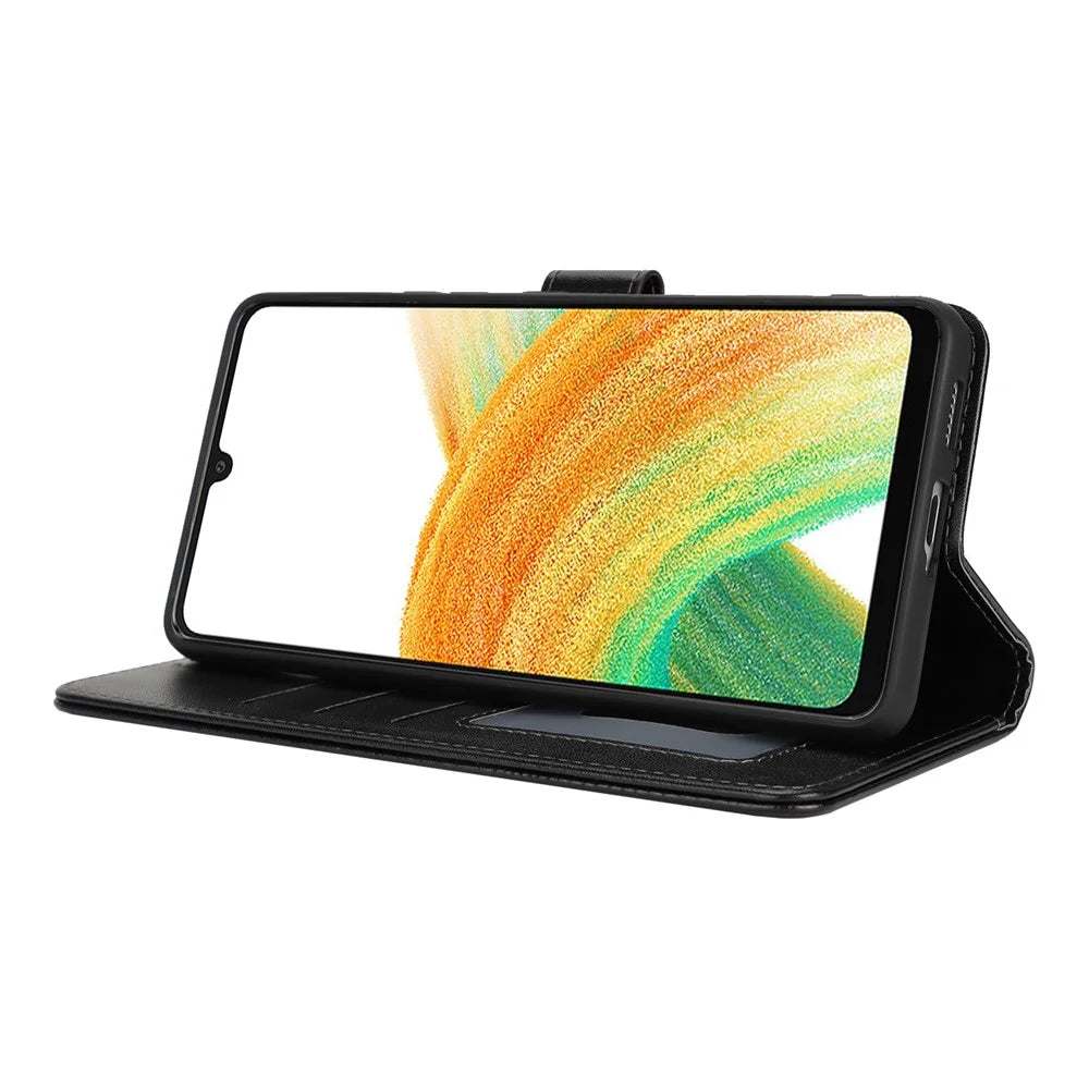 For Samsung Galaxy A33 5G Stand Case Shockproof Leather Wallet Phone Cover - Black - 4