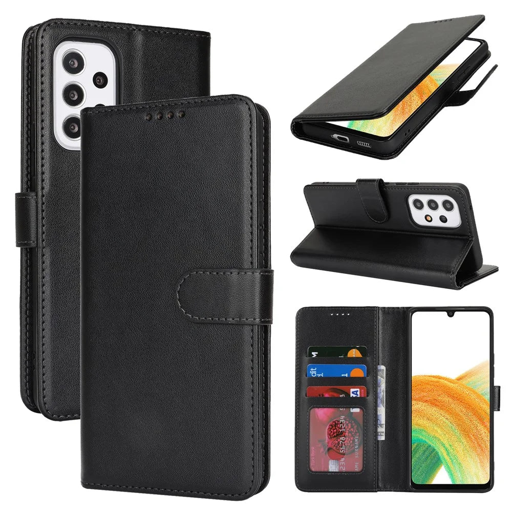 For Samsung Galaxy A33 5G Stand Case Shockproof Leather Wallet Phone Cover - Black - 7