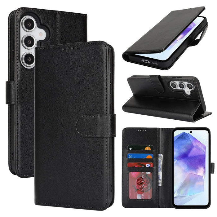 For Samsung Galaxy A55 5G Stand Case Shockproof Leather Wallet Phone Cover - Black - 7