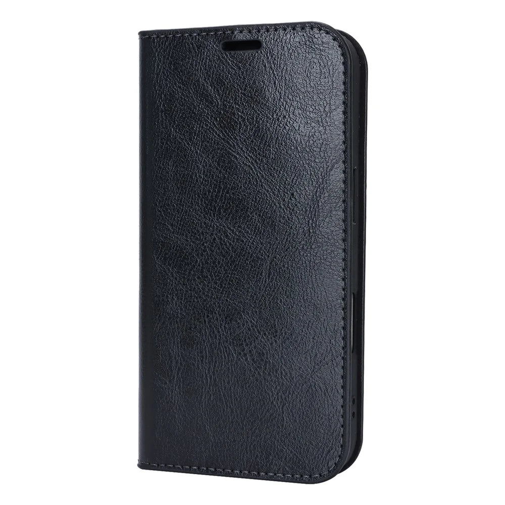 For iPhone 17 Case Crazy Horse Texture Split Leather Wallet Phone Cover - Black - 6