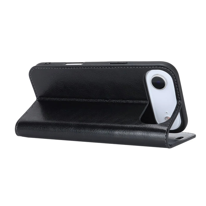 For iPhone Air Case Crazy Horse Texture Split Leather Wallet Phone Cover - Black - 4