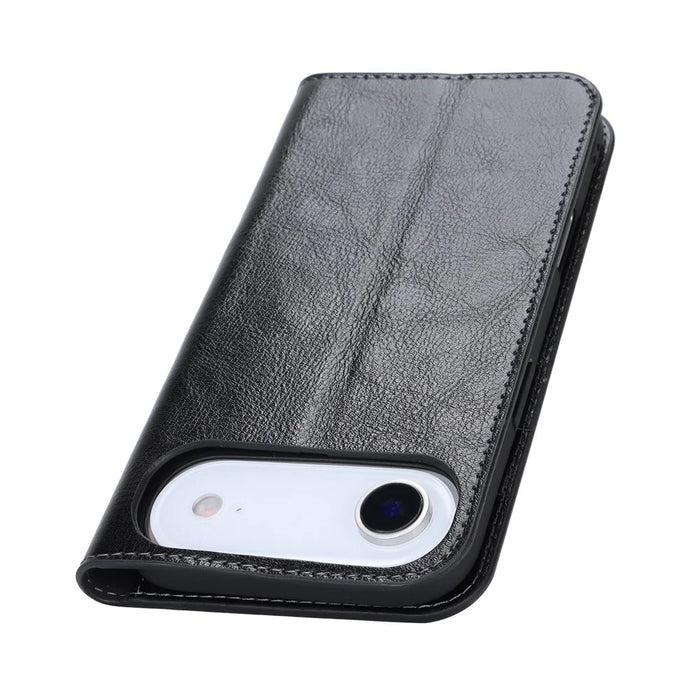 For iPhone Air Case Crazy Horse Texture Split Leather Wallet Phone Cover - Black - 6