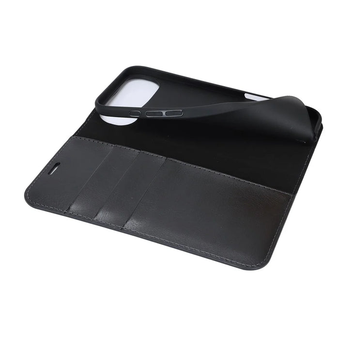 For iPhone Air Case Crazy Horse Texture Split Leather Wallet Phone Cover - Black - 7