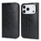 For iPhone 18 Pro / 17 Pro Case Crazy Horse Texture Split Leather Wallet Phone Cover - Black - 1