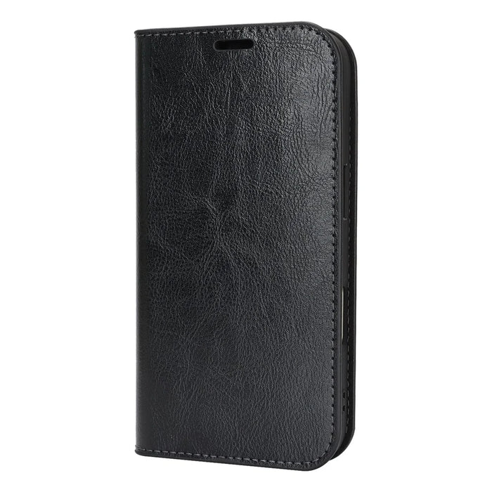For iPhone 18 Pro / 17 Pro Case Crazy Horse Texture Split Leather Wallet Phone Cover - Black - 7