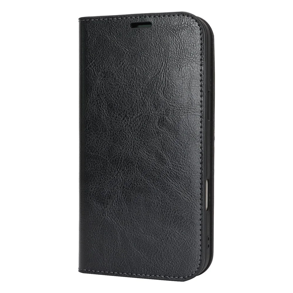 For iPhone 18 Pro Max / 17 Pro Max Case Crazy Horse Texture Split Leather Wallet Phone Cover - Black - 7