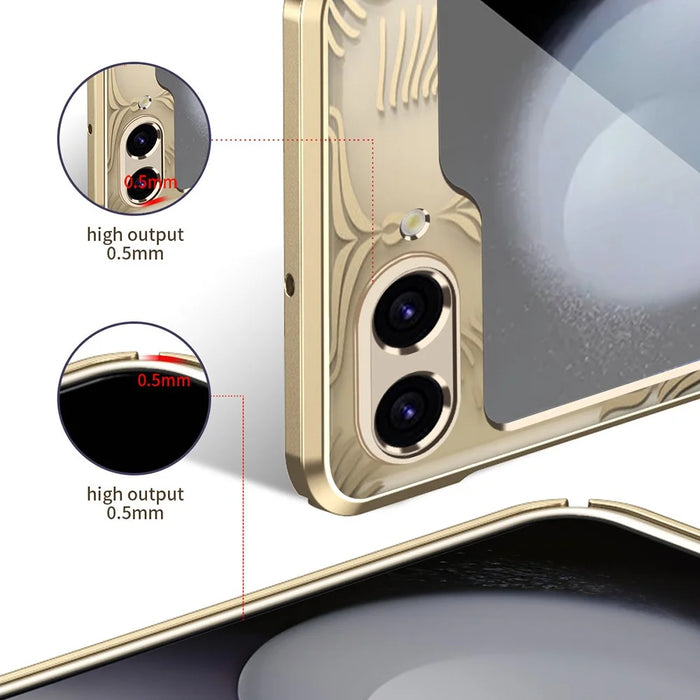 For Samsung Galaxy Z Flip7 FE 5G  /  Flip6 5G Case Hard PC Wing Frame Design Back Phone Cover - Gold - 5