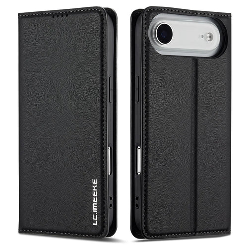 LC.IMEEKE L1 Series for iPhone Air Case PU Leather Wallet Stand Protective Phone Cover - Black - 1