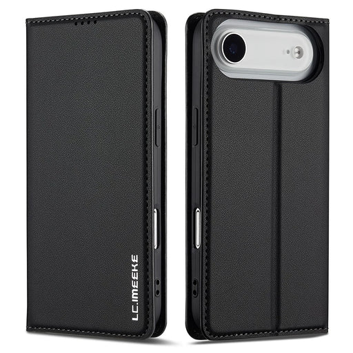 LC.IMEEKE L1 Series for iPhone Air Case PU Leather Wallet Stand Protective Phone Cover - Black - 1