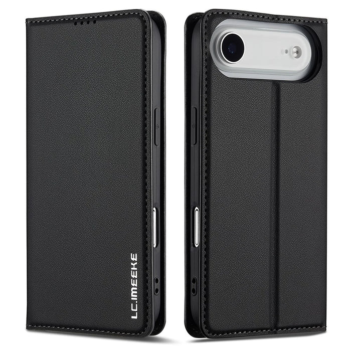 LC.IMEEKE L1 Series for iPhone Air Case PU Leather Wallet Stand Protective Phone Cover - Black - 1