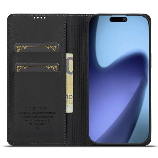 LC.IMEEKE L1 Series for iPhone Air Case PU Leather Wallet Stand Protective Phone Cover - Black - 2
