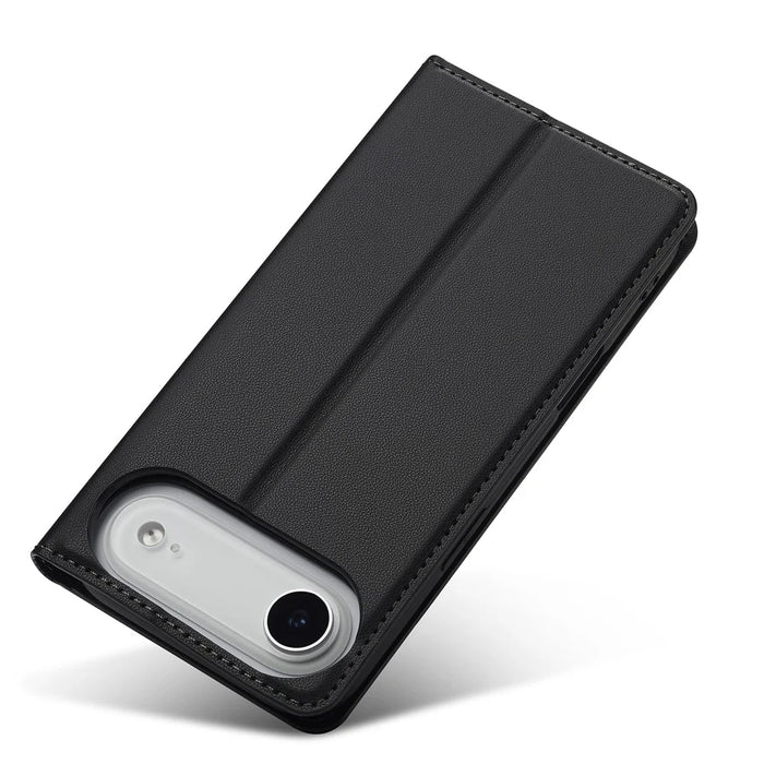 LC.IMEEKE L1 Series for iPhone Air Case PU Leather Wallet Stand Protective Phone Cover - Black - 4