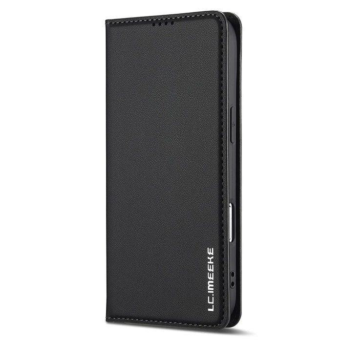 LC.IMEEKE L1 Series for iPhone Air Case PU Leather Wallet Stand Protective Phone Cover - Black - 6
