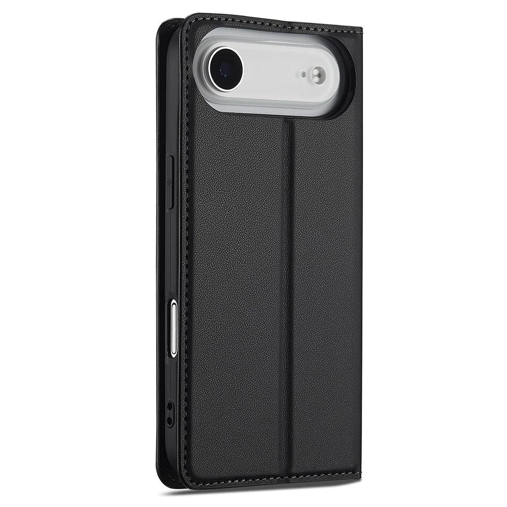 LC.IMEEKE L1 Series for iPhone Air Case PU Leather Wallet Stand Protective Phone Cover - Black - 7