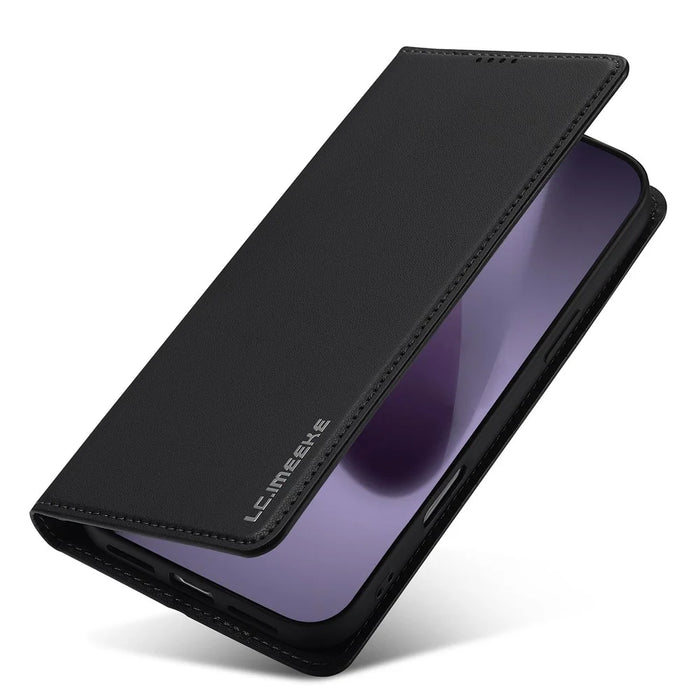 LC.IMEEKE L1 Series for iPhone 18 Pro Max / 17 Pro Max Case PU Leather Wallet Stand Protective Phone Cover - Black - 5