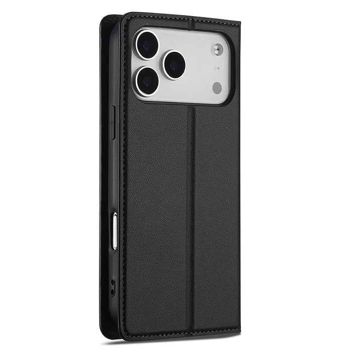 LC.IMEEKE L1 Series for iPhone 18 Pro Max / 17 Pro Max Case PU Leather Wallet Stand Protective Phone Cover - Black - 7