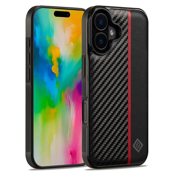 LC.IMEEKE For iPhone 17 Case Carbon Fiber Texture Leather + TPU + EVA Phone Cover - 1