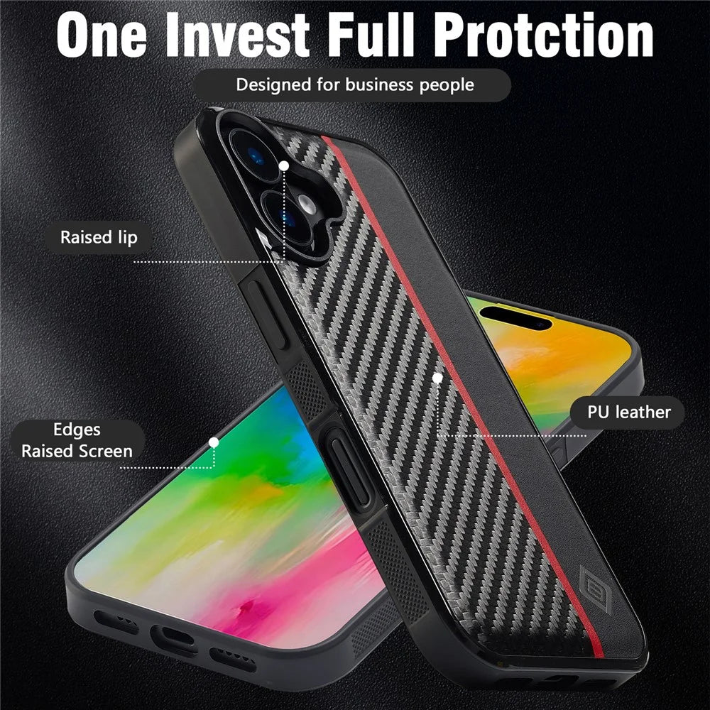 LC.IMEEKE For iPhone 17 Case Carbon Fiber Texture Leather + TPU + EVA Phone Cover - 7