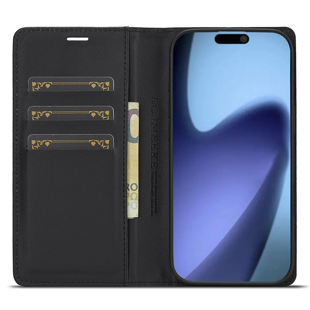 LC.IMEEKE For iPhone Air Wallet Case Carbon Fiber Texture Leather Phone Cover - Horizontal Stripe - 2