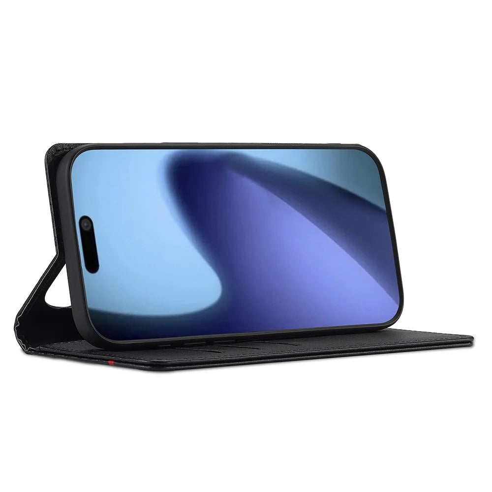 LC.IMEEKE For iPhone Air Wallet Case Carbon Fiber Texture Leather Phone Cover - Horizontal Stripe - 3