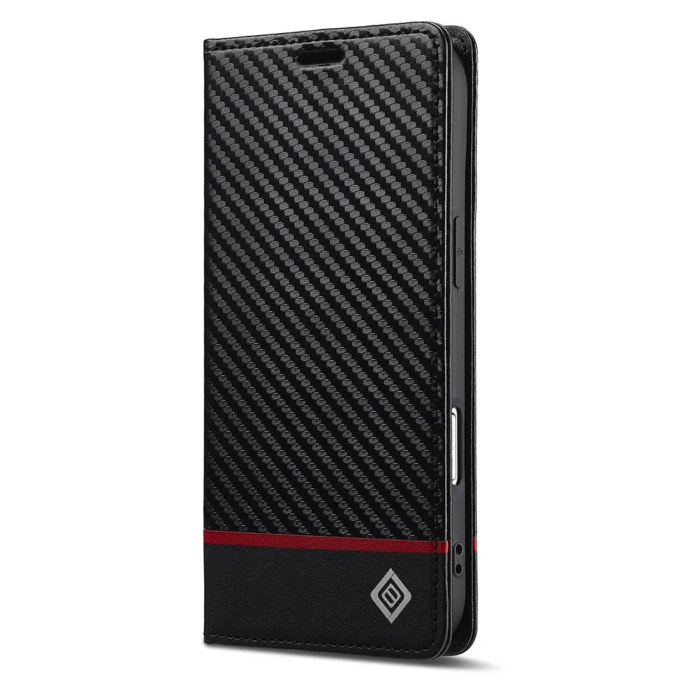 LC.IMEEKE For iPhone Air Wallet Case Carbon Fiber Texture Leather Phone Cover - Horizontal Stripe - 6