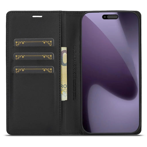 LC.IMEEKE For iPhone 18 Pro / 17 Pro Wallet Case Carbon Fiber Texture Leather Phone Cover - Horizontal Stripe - 2