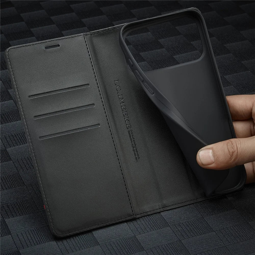 LC.IMEEKE For iPhone 18 Pro Max / 17 Pro Max Wallet Case Carbon Fiber Texture Leather Phone Cover - Horizontal Stripe - 4
