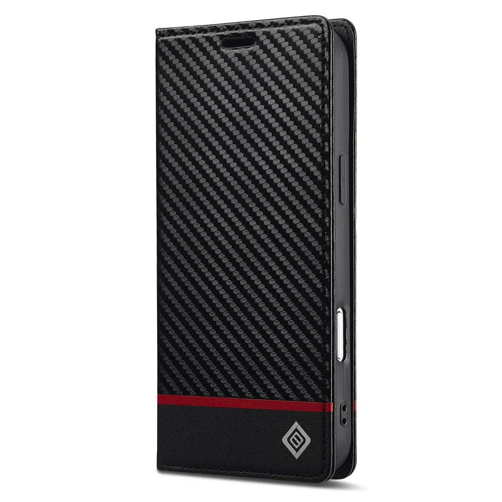 LC.IMEEKE For iPhone 18 Pro Max / 17 Pro Max Wallet Case Carbon Fiber Texture Leather Phone Cover - Horizontal Stripe - 7